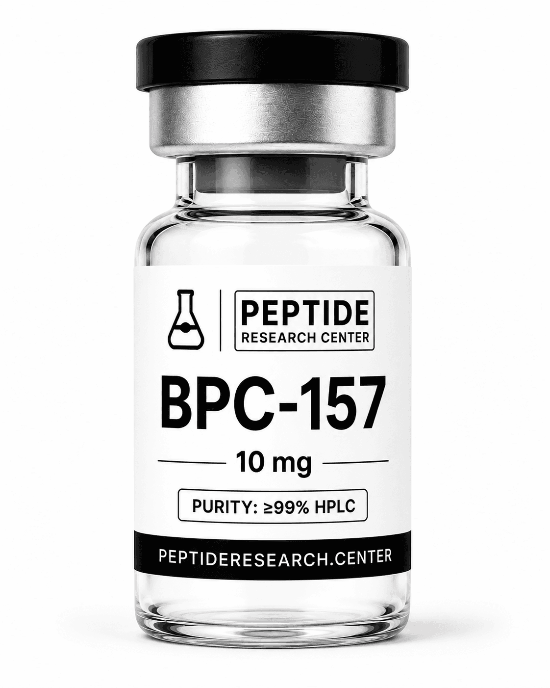 Research-grade peptide vial and auto-injector pen on a dark studio surface