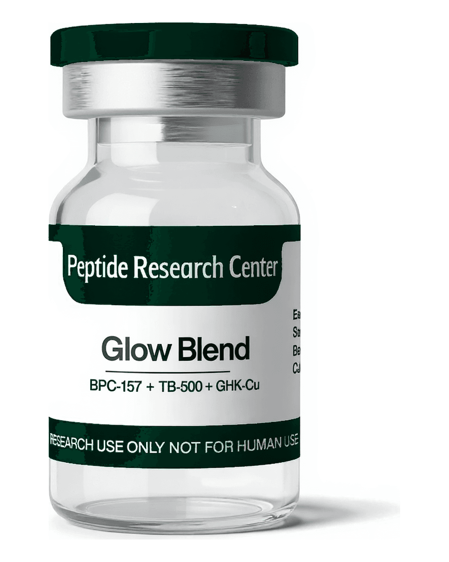 Glow Blend research peptide vial, >99% HPLC purity